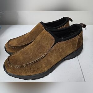 Lands' End Shoes Mens 9D Casual Comfort Slip On Moc Toe Loafer Brown Suede GUC